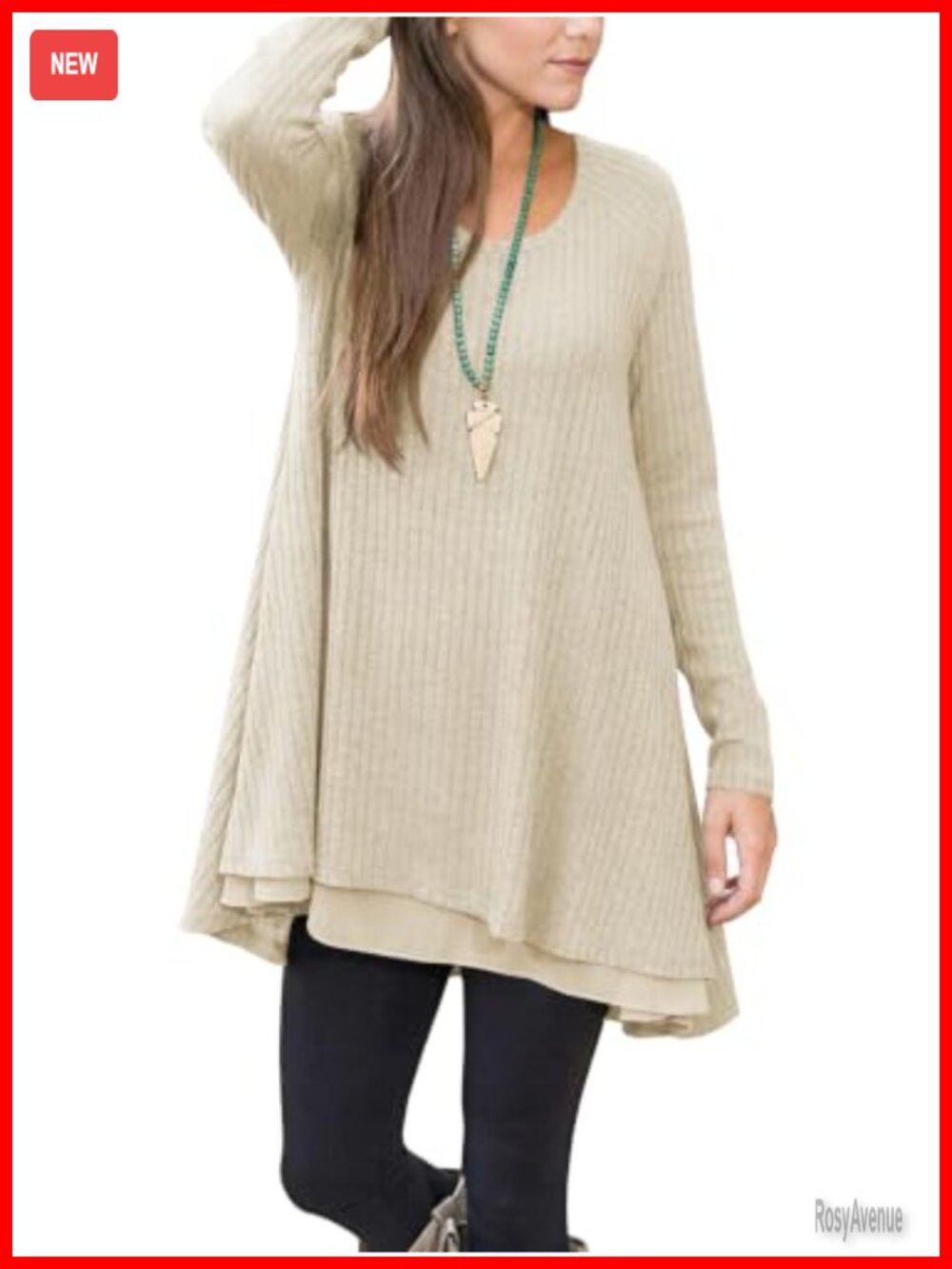 Poetsky Womens Long Sleeve Tunic Sweater with Pockets Chiffon Hem Fall Top